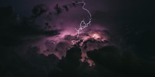 Lightning Strike and Dark Clouds